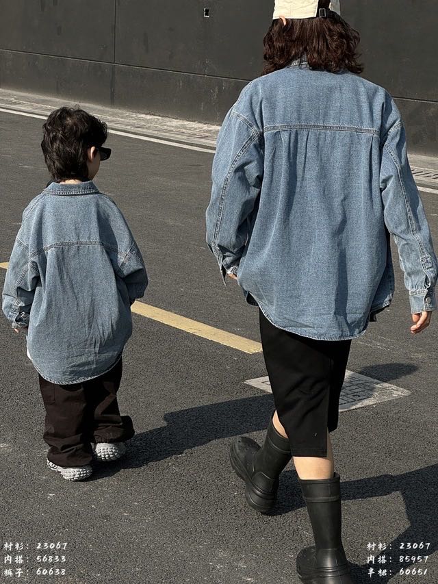Trendy Parent-Child Denim Shirt – Oversized, Vintage & Stylish