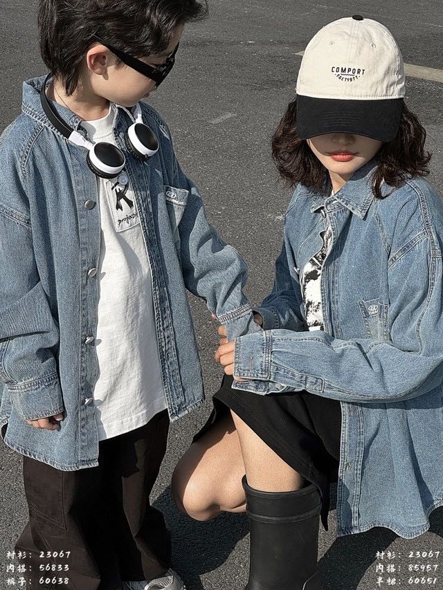 Trendy Parent-Child Denim Shirt – Oversized, Vintage & Stylish