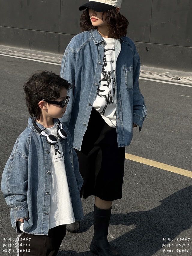 Trendy Parent-Child Denim Shirt – Oversized, Vintage & Stylish